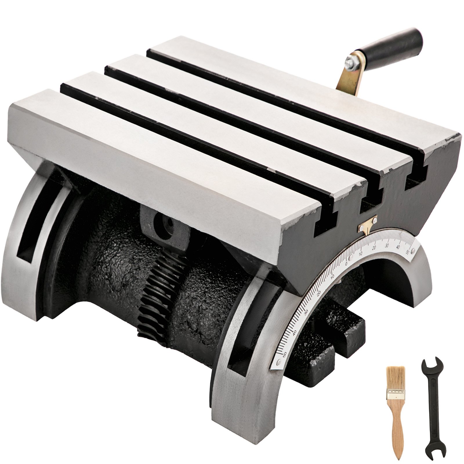 VEVOR tilting milling machine with handle, measurement scale, wrench, and brush included