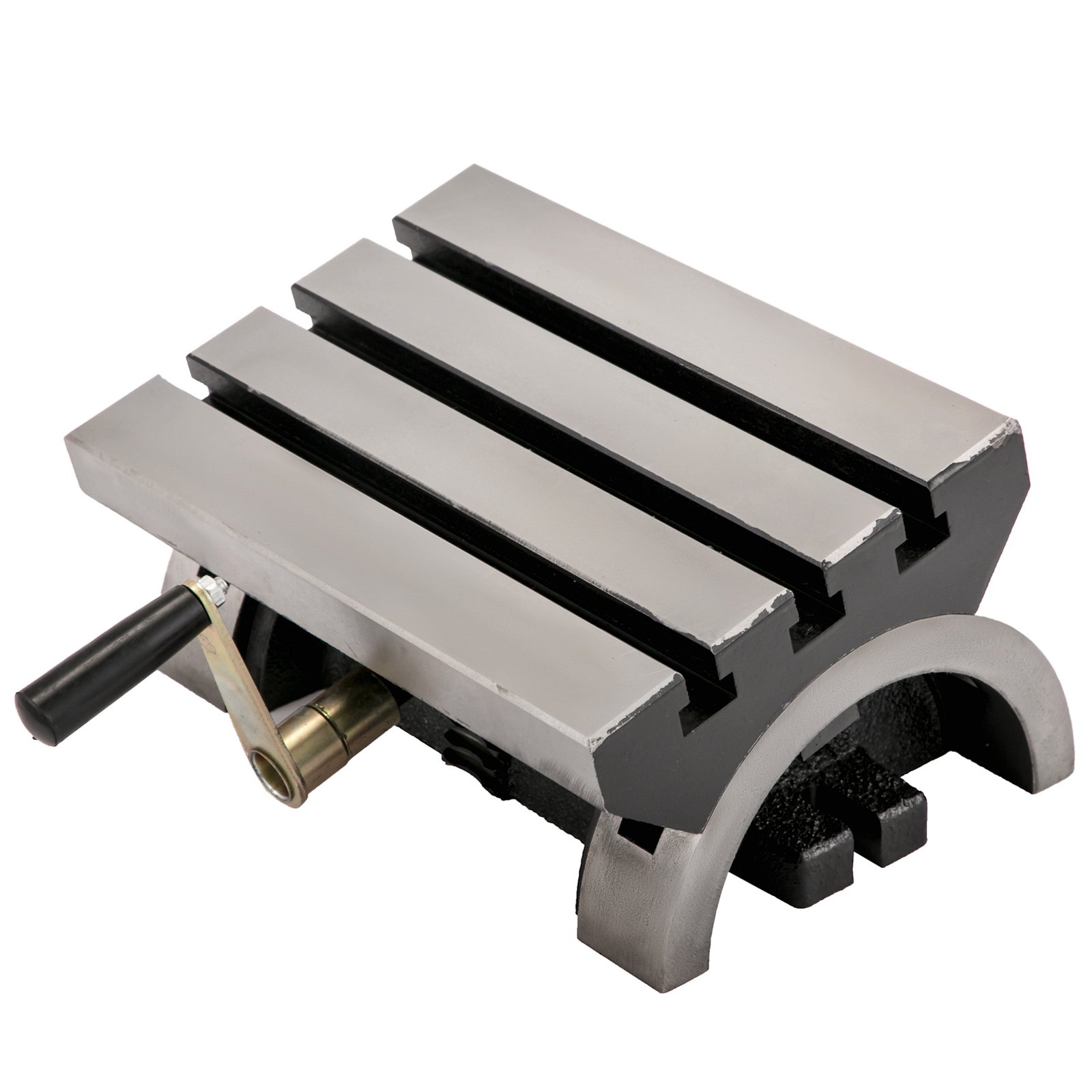 VEVOR tilting milling machine with adjustable swivel base and t-slotted table.