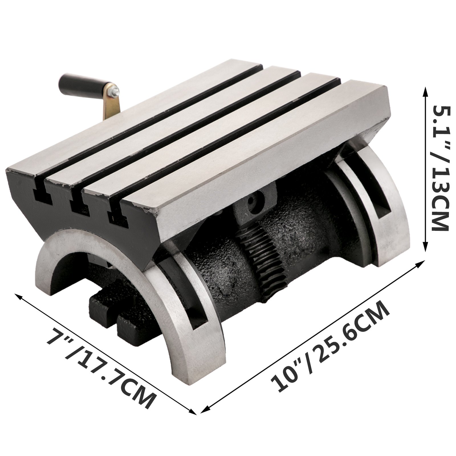 VEVOR tilting milling machine with adjustable height, dimensions marked, and handle.