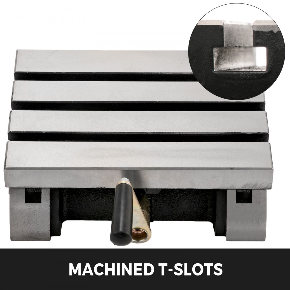 VEVOR Tilting Milling Table 7x5inch Tilting Angle Milling Machine 0-90°Adjustable Swivel Angle Plate with 3 T-slots and an Adjustable Crank Handle Heavy Duty Tilting Milling Machine for Grinding