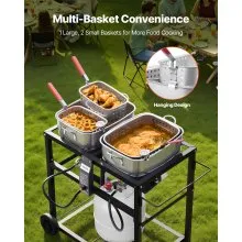 18QTx2 Outdoor Propane Deep Fryer Commercial Cooker Cart with Wheel Two Tank
