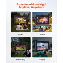 VEVOR 16FT Inflatable Projector Screen, Inflatable Movie Screen Outdoor with 250W Air Blower Projector Screen Oxford Fabric Material Blow Up Screen for Outdoor Backyard, Home Theater, Theme Party