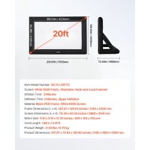 VEVOR 20 ft Inflatable Movie Screen 16:9 600D Movie Projector with Portable Bag