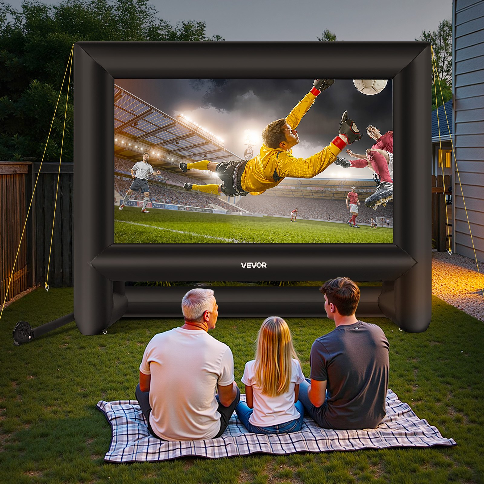 VEVOR 18 ft Inflatable Movie Screen, 600D Washable Inflatable Projector Screen with Portable Storage Bag, 16:9 Easy Set Up Movie Projection for Outdoor Backyard, Home Theater, Theme Party, Pool Fun