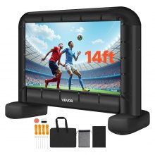 VEVOR 14 ft Inflatable Movie Screen, 600D Washable Inflatable Projector Screen with Portable Storage Bag, 16:9 Easy Set Up Movie Projection for Outdoor Backyard, Home Theater, Theme Party, Pool Fun