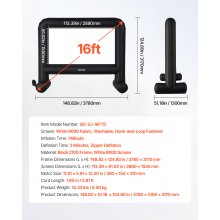 VEVOR 16 ft Inflatable Movie Screen 16:9 600D Movie Projection with Portable Bag