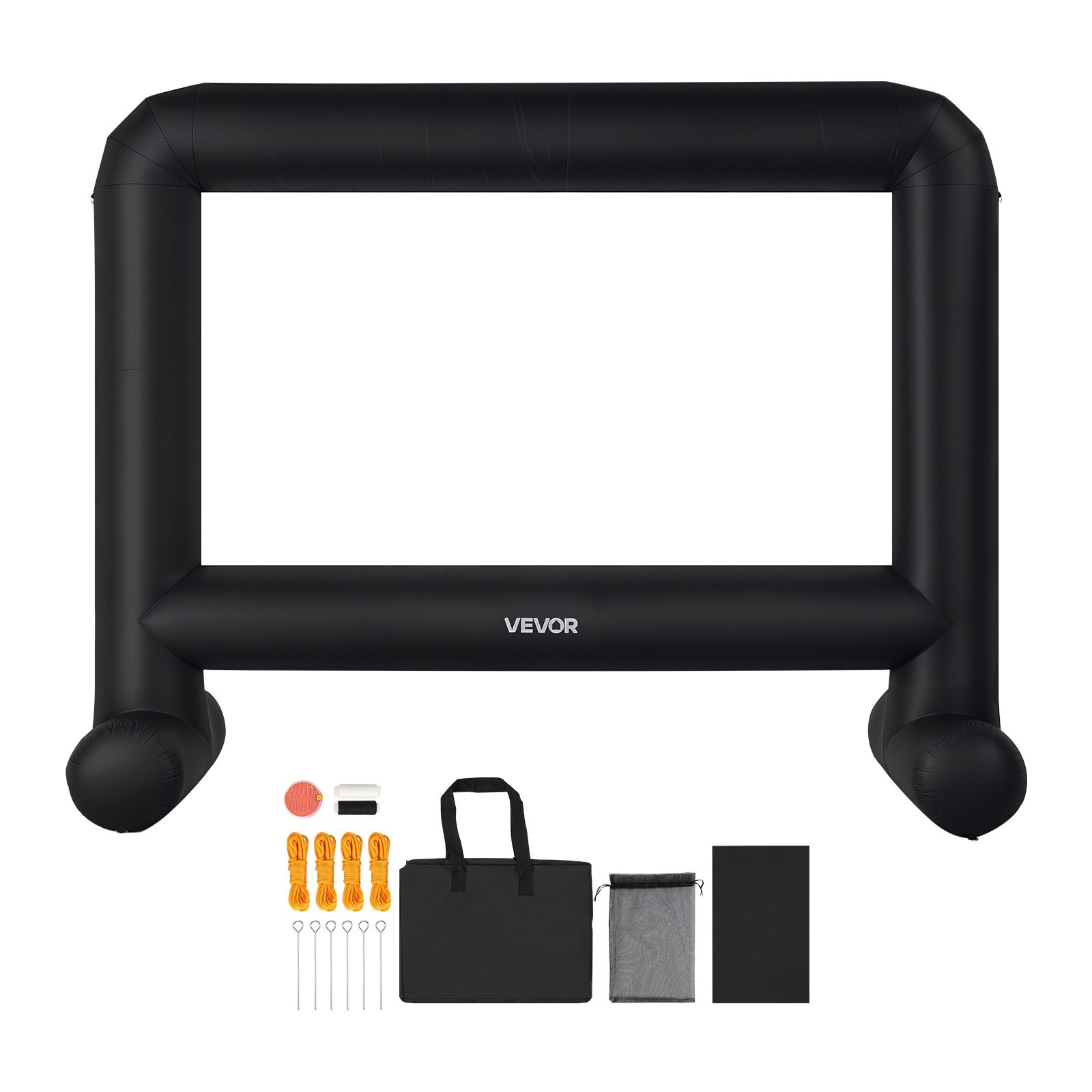 VEVOR 15 ft Inflatable Movie Screen, 600D Washable Inflatable Projection Screen with Portable Storage Bag, Easy Set Up 16:9 Movie Projector for Outdoor Backyard, Home Theater, Theme Party, Pool Fun