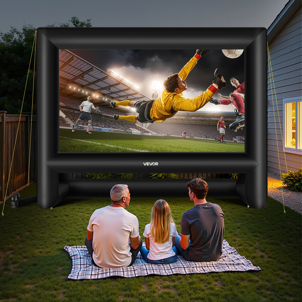 VEVOR 20 ft Inflatable Movie Screen, 600D Washable Inflatable Projector Screen with Portable Storage Bag, 16:9 Easy Set Up Movie Projection for Outdoor Backyard, Home Theater, Theme Party, Pool Fun