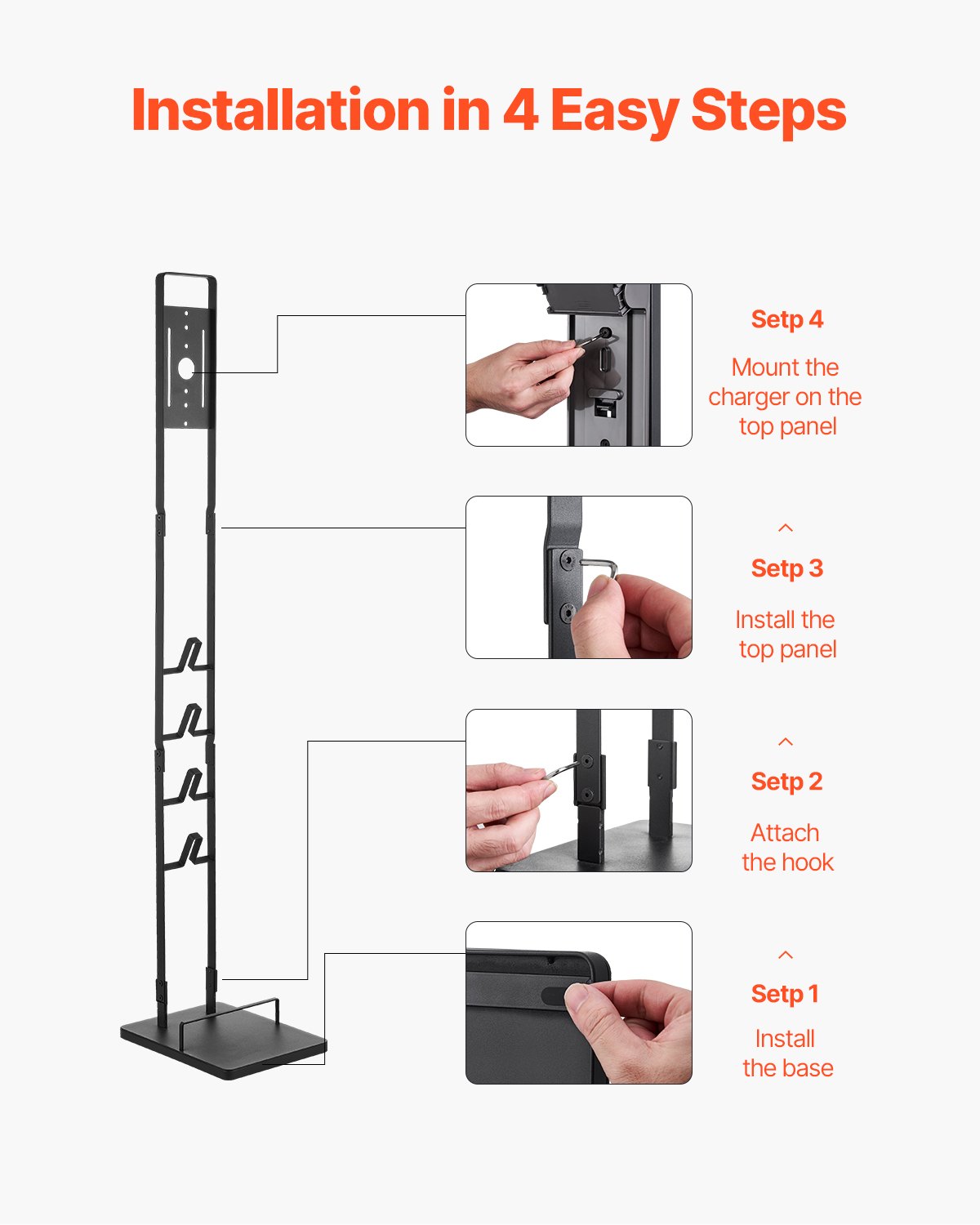 VEVOR Vacuum Stand, Compatible With Dyson V6 V7 V8 V10 V11 V15, Stable Vacuum Stand Holder with 4 Hooks for Dyson DC30 DC31 DC34 DC35 DC58 DC59 DC62 D74 Cordless Upright Vacuum Cleaners & Accessories