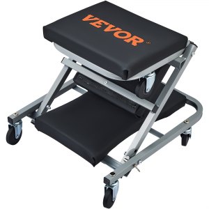 VEVOR Mechanische kruk 300 lbs capaciteit garagekruk met wielen, zware rolmechanica stoel, met drie uitschuifbare gereedschapsbakken en lade, rolgereedschap stoel voor auto-autoreparatie, één maat