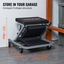 VEVOR Z-Creeper Seat, 2 in 1 Rolling Folding Car Creeper/Stool, 136kgs Capacity Mechanic Creeper, Low Profile Creeper with 6 pcs Wheels for Garage, Shop, Auto Repair, Lay Down or Sit, Black