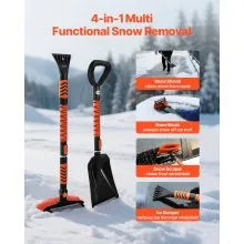 VEVOR Snow Shovel and Snow Brush, 107cm Extendable Snows Broom & Ice Scraper with 180° Pivoting Brush Head, Non-Slip Grip, Portable Winter Snows Removal Tools for Cars Trucks, SUVs Vehicle