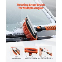 VEVOR Snow Shovel and Snow Brush, 107cm Extendable Snows Broom & Ice Scraper with 180° Pivoting Brush Head, Non-Slip Grip, Portable Winter Snows Removal Tools for Cars Trucks, SUVs Vehicle