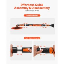 VEVOR Snow Shovel and Snow Brush, 107cm Extendable Snows Broom & Ice Scraper with 180° Pivoting Brush Head, Non-Slip Grip, Portable Winter Snows Removal Tools for Cars Trucks, SUVs Vehicle