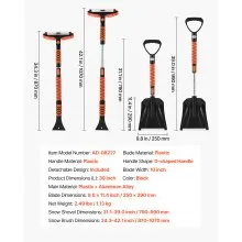 VEVOR Snow Shovel and Snow Brush, 107cm Extendable Snows Broom & Ice Scraper with 180° Pivoting Brush Head, Non-Slip Grip, Portable Winter Snows Removal Tools for Cars Trucks, SUVs Vehicle