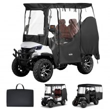 VEVOR Golf Cart Cover, Visible Full-Enclosure 2&2+2 Passenger Golf Cart, 600D Waterproof Oxford Fabric Club Car Cover Fits Most Carts Club Car, Yamaha, EZGO, Honda, PVC Coating & Windproof Hook Design