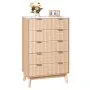 VEVOR 5 Fluted Drawer Dresser, Wooden Chest of Drawers with Sliding & Anti-tip Device, Modern Minimalist Dresser Chest, Closet Storage Organizer for Living Room, Hallway, Bedroom, Entryway, Light Wood