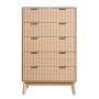 VEVOR 5 Fluted Drawer Dresser, Wooden Chest of Drawers with Sliding & Anti-tip Device, Modern Minimalist Dresser Chest, Closet Storage Organizer for Living Room, Hallway, Bedroom, Entryway, Light Wood