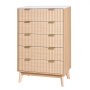 VEVOR 5 Fluted Drawer Dresser, Wooden Chest of Drawers with Sliding & Anti-tip Device, Modern Minimalist Dresser Chest, Closet Storage Organizer for Living Room, Hallway, Bedroom, Entryway, Light Wood