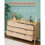 VEVOR 6 Fluted Drawer Dresser, Wooden Chest of Drawers with Sliding & Anti-tip Device, Modern Minimalist Dresser Chest, Closet Storage Organizer for Living Room, Hallway, Bedroom, Entryway, Light Wood