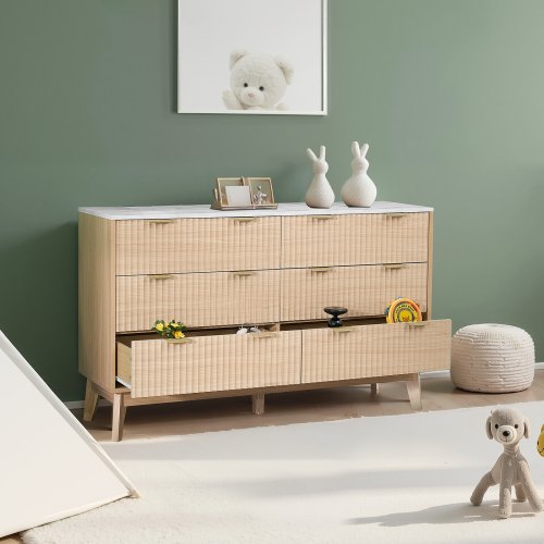 Commode 7 Tiroirs VEVOR En Bois Blanc - Meuble De Rangement Salon, Chambre - Style Minimaliste, Système Coulissant - Dimensions Généreuses, Montage Facile - 11