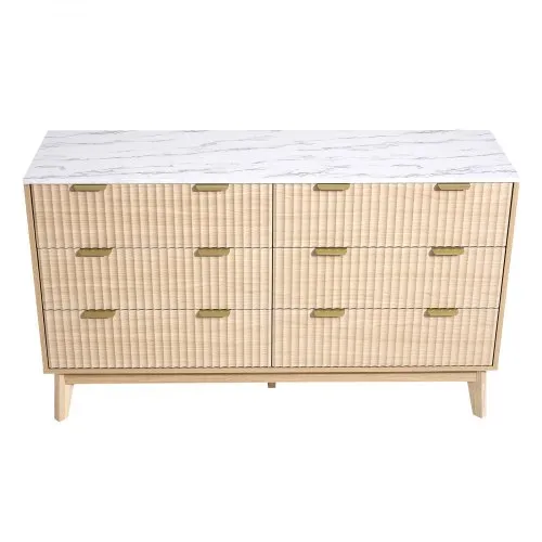 VEVOR Fluted Dresser 6 Drawer 54 x 15 x 32 Inch, 6 Drawers VEVOR Fluted Dresser 6 Drawer 54 x 15 x 32 Inch, 6 Drawers