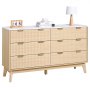 VEVOR 6 Fluted Drawer Dresser Wooden Chest of Drawers w/ Sliding & Anti-tip Wood