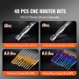 VEVOR 40pcs End Mills CNC Router Bits, 1/8" Shank, CNC Cutter Milling Carving Bit Set, Including 2-Flute Flat Nose & Ball Nose End Mill, Nano Blue Coat & Titanium Coat CNC Bits, for Milling Machine