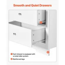 VEVOR 7 Drawer Dresser Wooden Chest of Drawers with Sliding with Anti-tip Device
