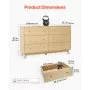 VEVOR 6 Drawer Dresser, Wooden Chest of Drawers with Sliding with Anti-tip Device, Modern Minimalist Dresser Chest, Closet Storage Organizer for Living Room, Hallway, Bedroom, Entryway, Light Wood
