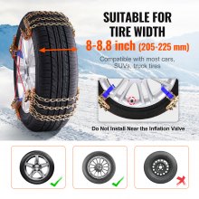 VEVOR 8 PCS Snow Chains Tire Width 9.2-11.2in/235-28mm for Car/Pickup/SUV/Truck