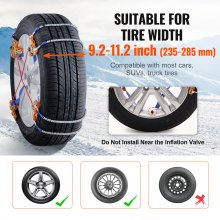 VEVOR 8 PCS Snow Chains Tire Width 9.2-11.2in/235-28mm for Car/Pickup/SUV/Truck