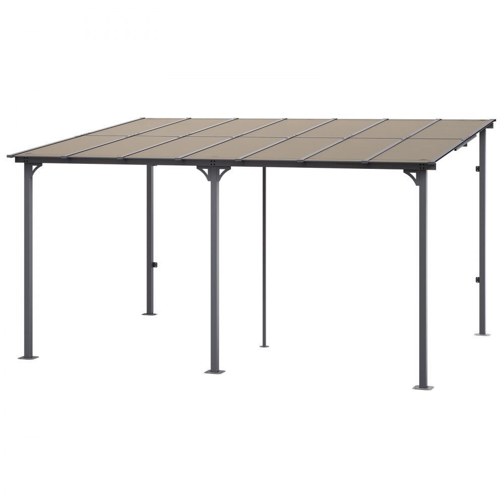 VEVOR Lean to Gazebo for Patio, 10' x 14' Hard Top Gazebo with Aluminum Frame, Wall Mounted & Freestanding Pergola, UV Resistant Polycarbonate Roof, Outdoor Patio Awnings for Deck, Garden and Backyard