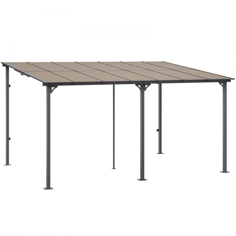 VEVOR Lean to Gazebo for Patio, 10' x 14' Hard Top Gazebo with Aluminum Frame, Wall Mounted & Freestanding Pergola, UV Resistant Polycarbonate Roof, Outdoor Patio Awnings for Deck, Garden and Backyard
