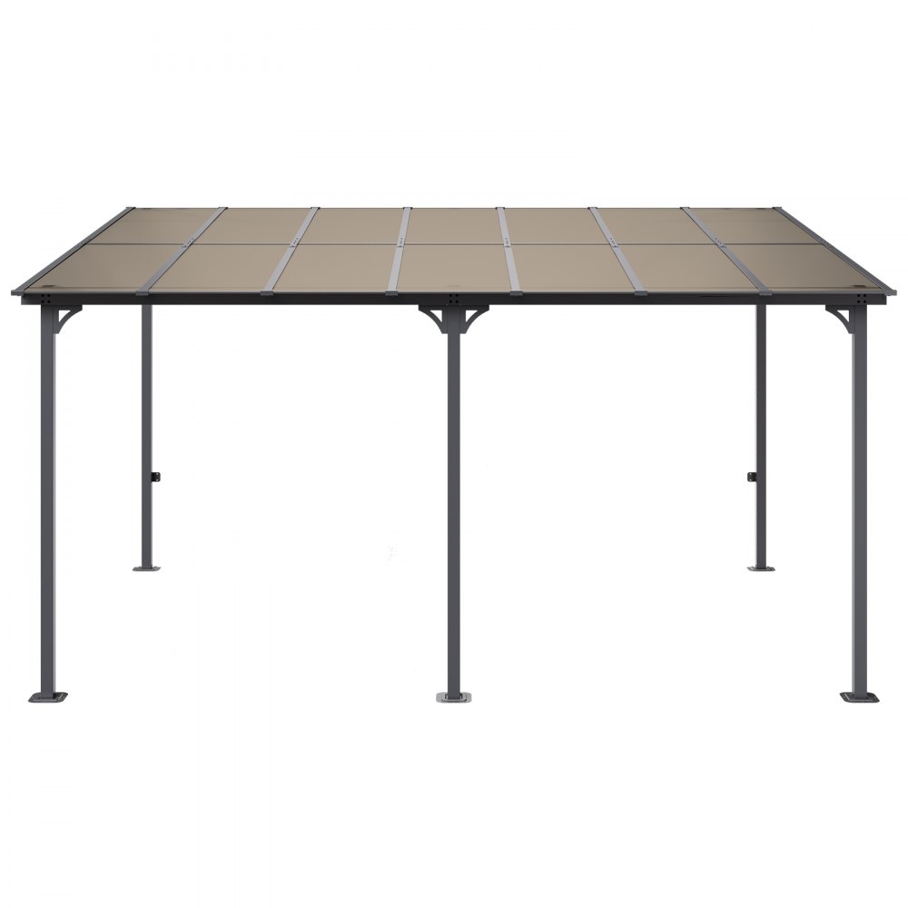 VEVOR Lean to Gazebo for Patio, 10' x 14' Hard Top Gazebo with Aluminum Frame, Wall Mounted & Freestanding Pergola, UV Resistant Polycarbonate Roof, Outdoor Patio Awnings for Deck, Garden and Backyard