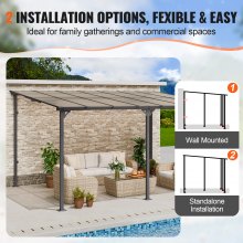 VEVOR 10' x 14' Lean to Gazebo for Patio Hard Top Pergola Aluminum Frame