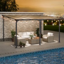 VEVOR 10' x 14' Lean to Gazebo for Patio Hard Top Pergola Aluminum Frame