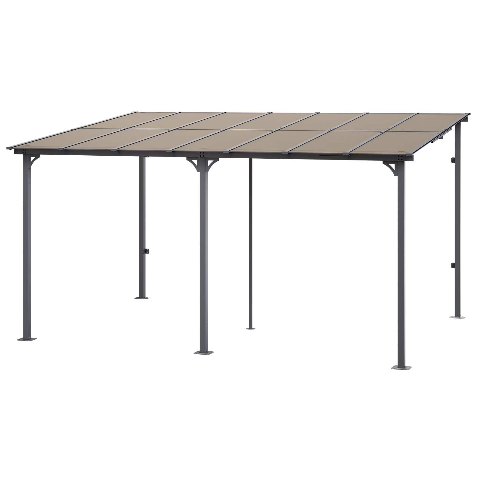 VEVOR Lean to Gazebo for Patio, 10' x 14' Hard Top Gazebo with Aluminum Frame, Wall Mounted & Freestanding Pergola, UV Resistant Polycarbonate Roof, Outdoor Patio Awnings for Deck, Garden and Backyard