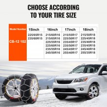 VEVOR Snow Chains Manganese Alloy Steel 2PCS Traction Snow Tires Chains Silver