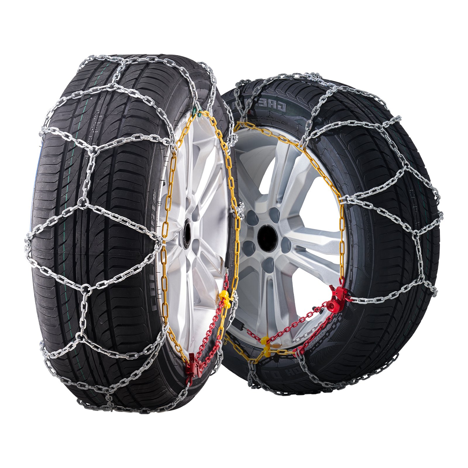 VEVOR Snow Chains Manganese Alloy Steel Traction Wheels Chains Silver 2PCS