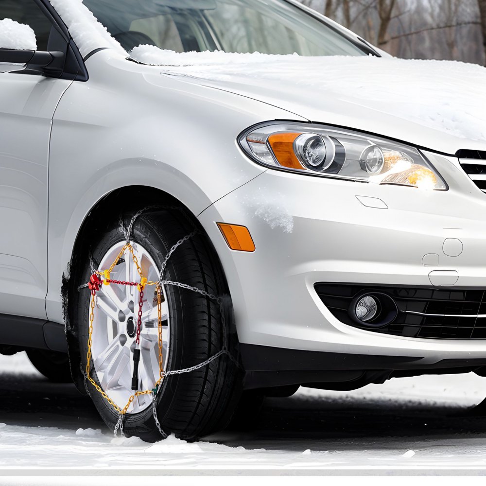 VEVOR 2PC Snow Chains, Manganese Alloy Steel Emergency Traction Tire Chains for Cars, Pickups, SUVs, and Trucks, Snow Tire Chains for 225/70-15, 235/60-16, 235/50-18, 245/45-18, 245/45-17, Silver