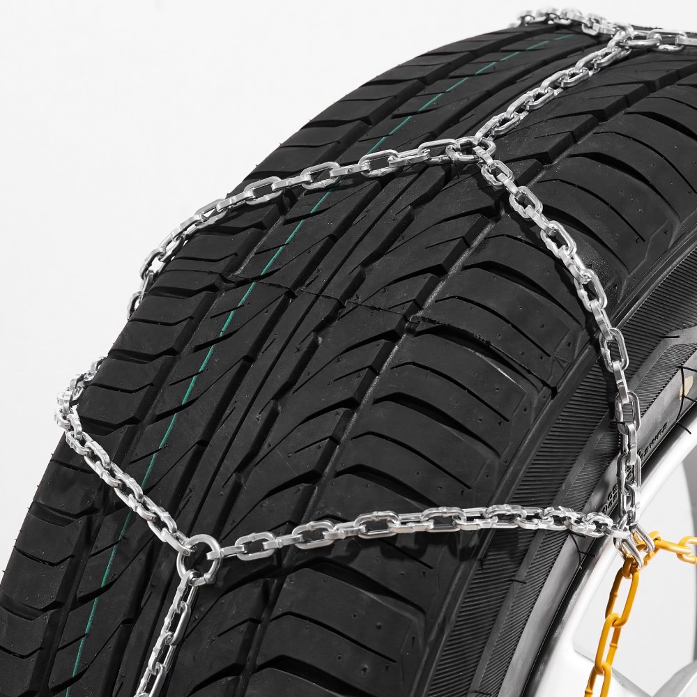 VEVOR 2PC Snow Chains, Manganese Alloy Steel Emergency Traction Tire Chains for Cars, Pickups, SUVs, and Trucks, Snow Tire Chains for 225/70-15, 235/60-16, 235/50-18, 245/45-18, 245/45-17, Silver