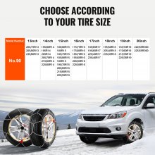 VEVOR Snow Chains Manganese Alloy Steel Traction Tire Chains Silver Set of 2