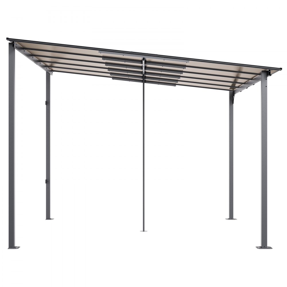 VEVOR Lean to Gazebo for Patio, 10' x 10' Hard Top Gazebo with Medal Frame, Wall Mounted & Freestanding Pergola, UV Resistant Polycarbonate Roof, Outdoor Patio Awnings for Deck, Garden and Backyard