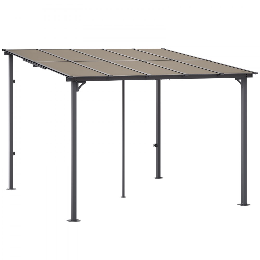 VEVOR Lean to Gazebo for Patio, 10' x 10' Hard Top Gazebo with Medal Frame, Wall Mounted & Freestanding Pergola, UV Resistant Polycarbonate Roof, Outdoor Patio Awnings for Deck, Garden and Backyard
