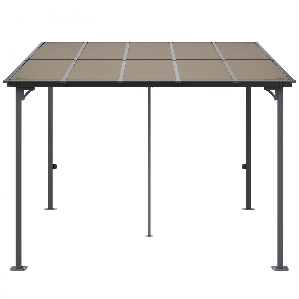 VEVOR Lean to Gazebo for Patio, 10' x 10' Hard Top Gazebo with Medal Frame, Wall Mounted & Freestanding Pergola, UV Resistant Polycarbonate Roof, Outdoor Patio Awnings for Deck, Garden and Backyard