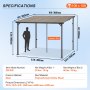 VEVOR Lean to Gazebo for Patio, 10' x 10' Hard Top Gazebo with Medal Frame, Wall Mounted & Freestanding Pergola, UV Resistant Polycarbonate Roof, Outdoor Patio Awnings for Deck, Garden and Backyard