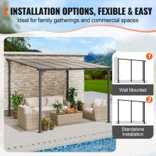 VEVOR 10' x 10' Lean to Gazebo for Patio Hard Top Outdoor Pergola Medal Frame