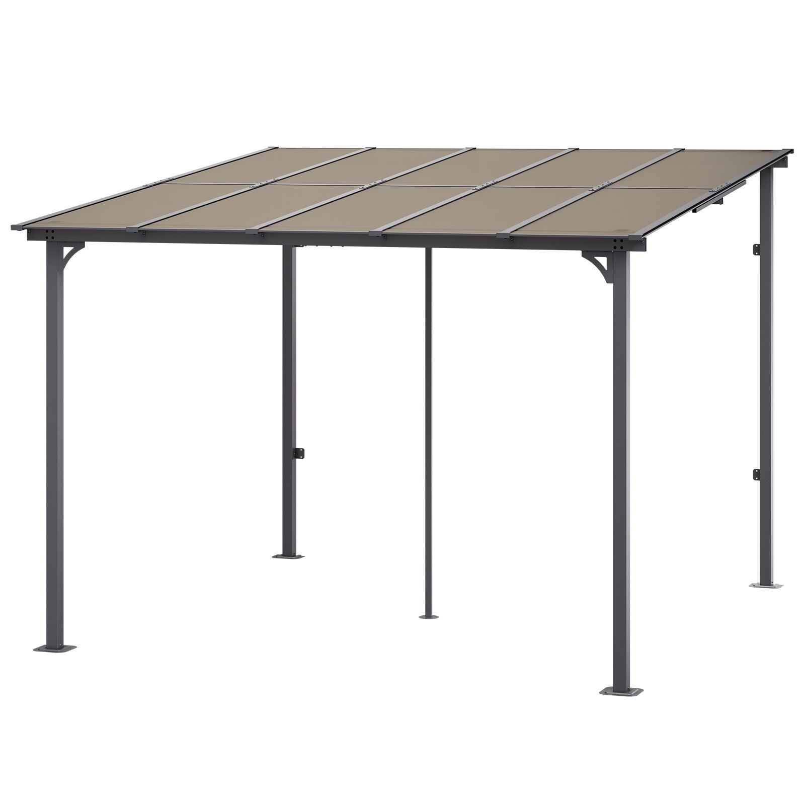 VEVOR Lean to Gazebo for Patio, 10' x 10' Hard Top Gazebo with Medal Frame, Wall Mounted & Freestanding Pergola, UV Resistant Polycarbonate Roof, Outdoor Patio Awnings for Deck, Garden and Backyard