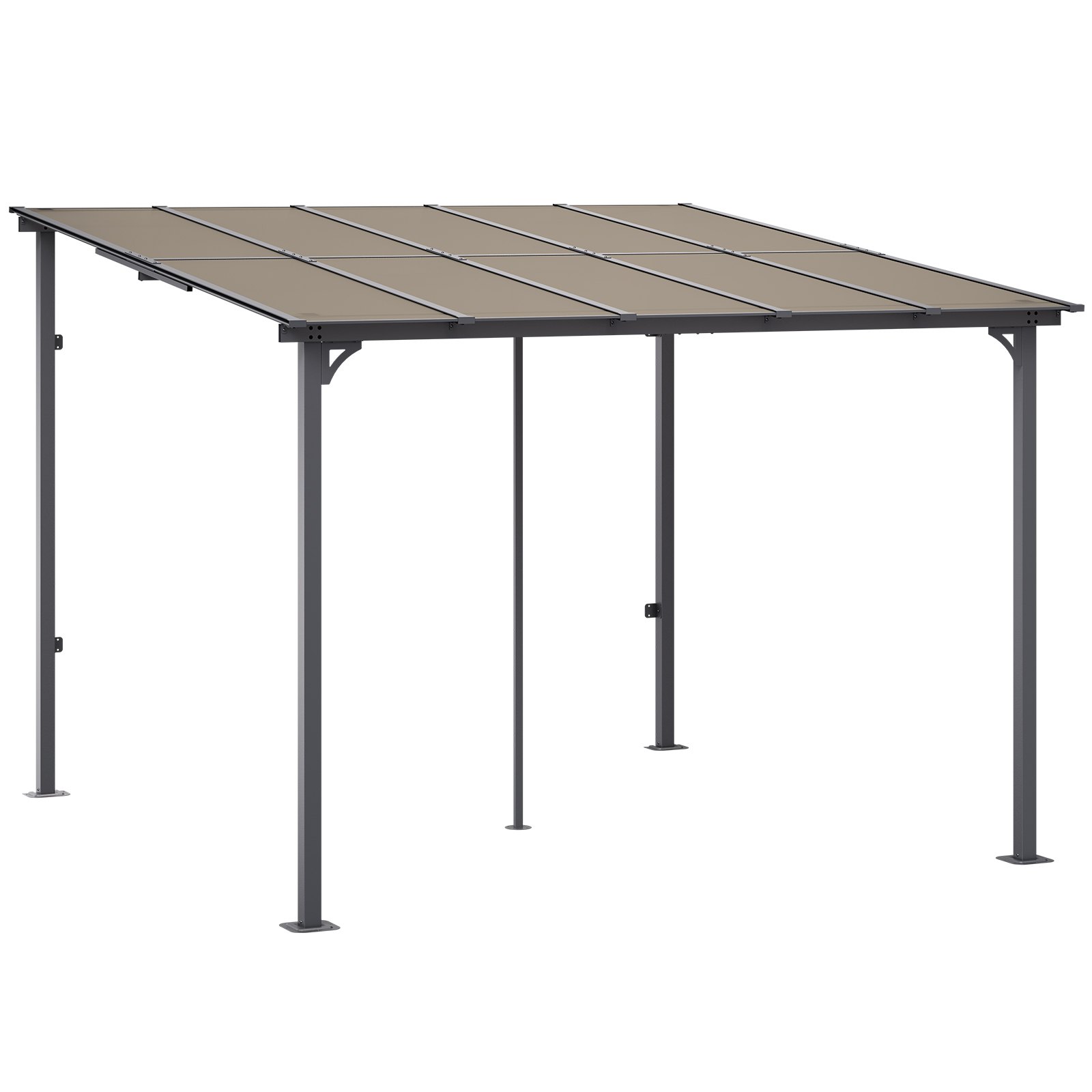VEVOR Lean to Gazebo for Patio, 10' x 10' Hard Top Gazebo with Medal Frame, Wall Mounted & Freestanding Pergola, UV Resistant Polycarbonate Roof, Outdoor Patio Awnings for Deck, Garden and Backyard